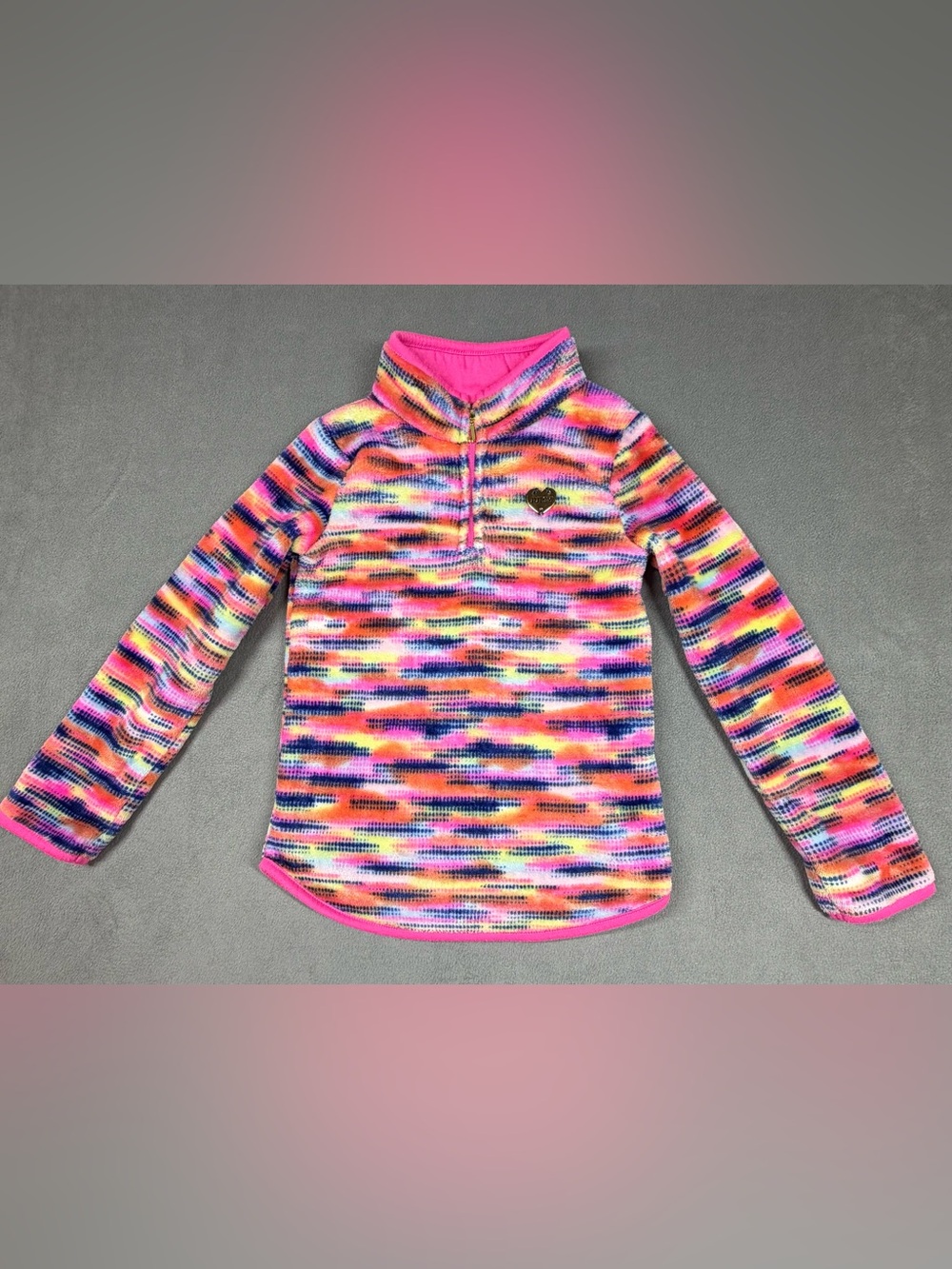 Juicy Couture Girls' Multicolor Fleece Quarter-Zip Pullover - Pink